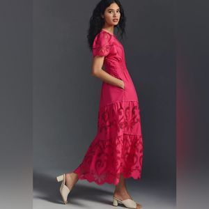 Anthropologie The Somerset Maxi Dress: Cutwork Edition Easter Pink XL